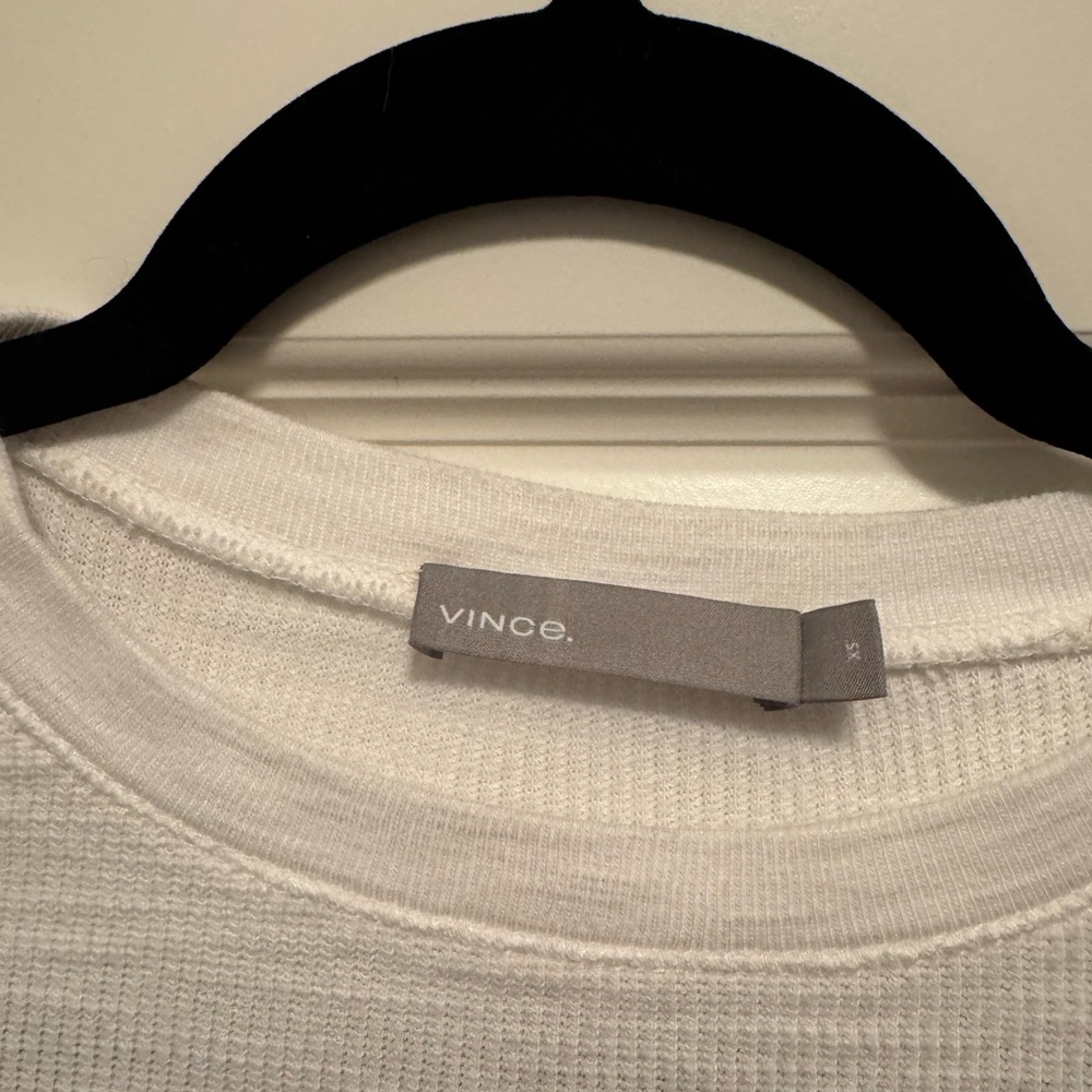 Vince White Waffle Crewneck Pullover
